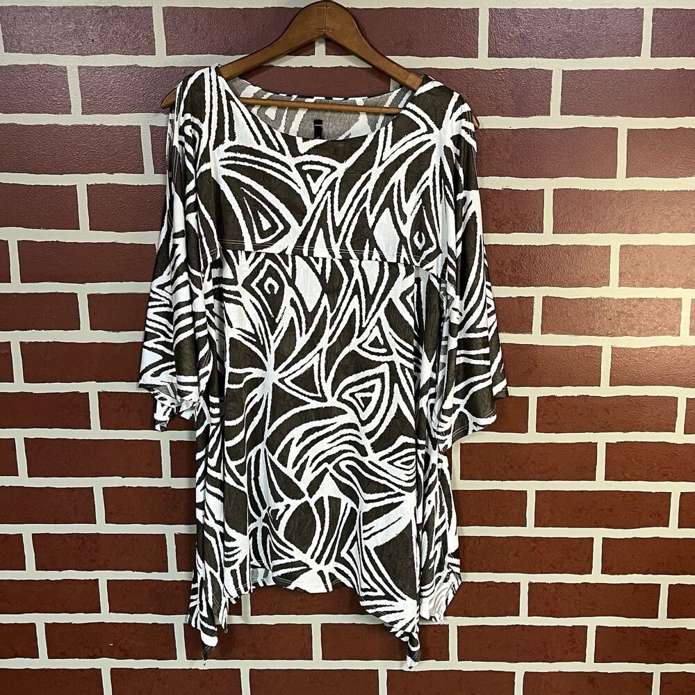 IC By Connie K Size Small White Black Geometric Layered Tunic Art To Wear Classy